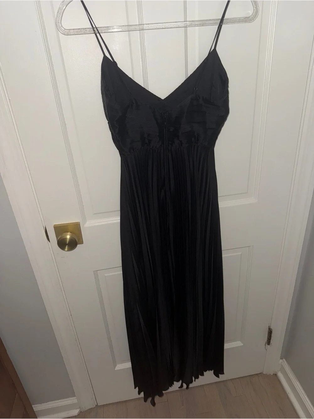 Abercrombie & Fitch Black Pleated Spaghetti Strap Maxi Dress